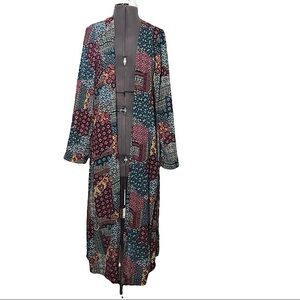 GinaTricot Colorful Sheer Long Sleeve  Kimono Duster Cover Up 34 = XS
